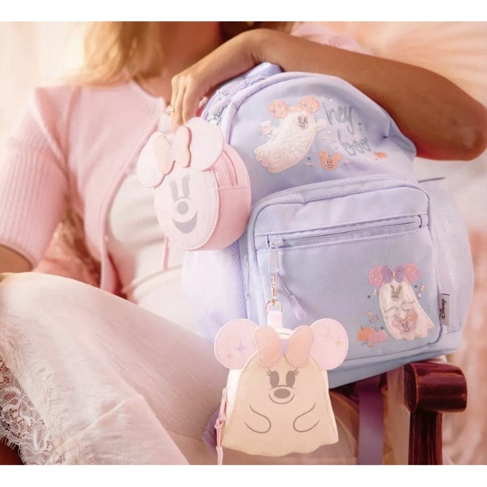 2026 Disney Parks Halloween Minnie Ghost Hey Boo Pastel Purple Mini Backpack NWT - Picture 2 of 2